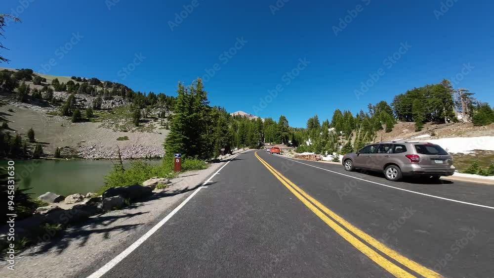 Lassen Volcanic National Park Emerald Lake 02 Rear View Driving Plates of Volcanic Legacy Scenic Byway Southbound California USA Ultra Wide Lassen Volcanic National Park Emerald Lake 02 Rear View Driving Plates of Volcanic Legacy Scenic Byway Southbound California USA Ultra Wide