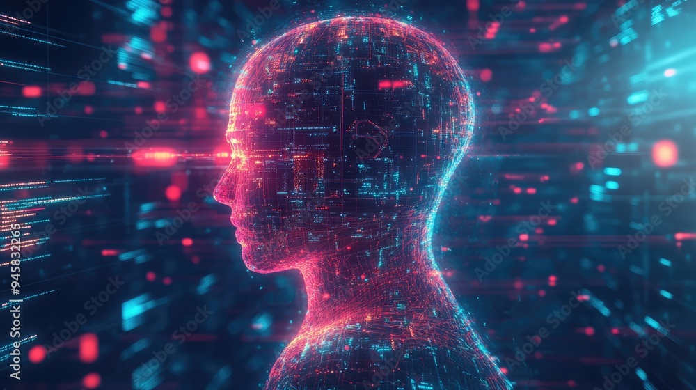 Abstract AI chatbot in a virtual space, glowing data streams, futuristic conversation bot application Abstract AI chatbot in a virtual space, glowing data streams, futuristic conversation bot application