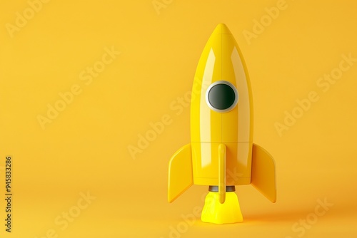 Cute 3D cartoon rocket on isolated background photo