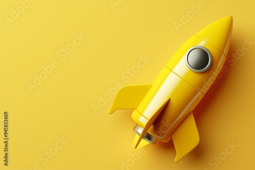 Cute 3D cartoon rocket on isolated background photo