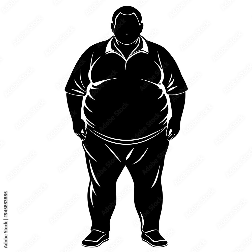silhouette Fat man vector image silhouette Fat man vector image
