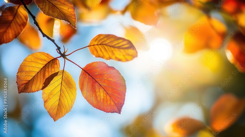 Close-Up of Vibrant Autumn Leaves with Golden and Red Hues - Macro Photography with Sunlight and Detailed Texture. AI generated illustration Close-Up of Vibrant Autumn Leaves with Golden and Red Hues - Macro Photography with Sunlight and Detailed Texture. AI generated illustration