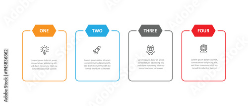 Design table template infographic vector element with 4 step concept and icons can be used for workflow, business information and web graphic design 