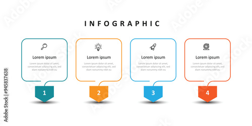 Design table process infographic template vector with icons and 4 step concept 