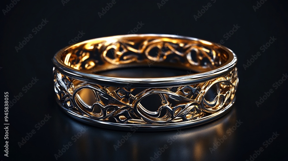Intricate Gold Ring with Filigree Design Intricate Gold Ring with Filigree Design