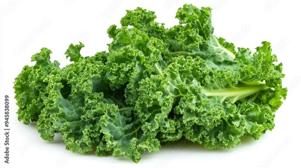 A bunch of fresh kale leaves, vibrant green and curly, ideal for salads and healthy dishes. A bunch of fresh kale leaves, vibrant green and curly, ideal for salads and healthy dishes.