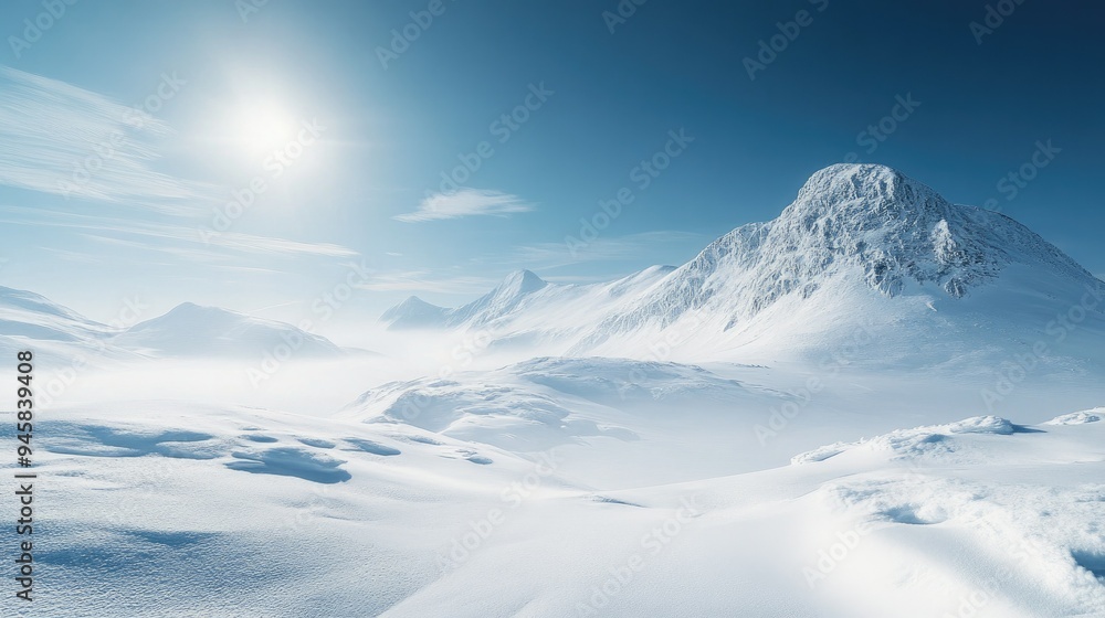 A breathtaking winter landscape with snow-covered mountains and a clear, bright sky. A breathtaking winter landscape with snow-covered mountains and a clear, bright sky.
