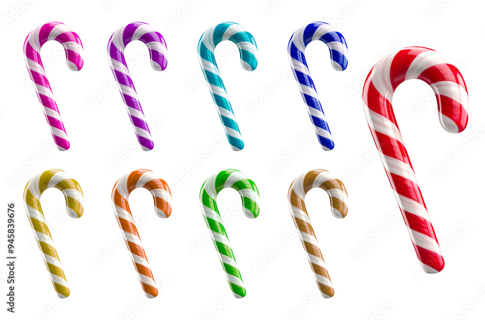 a collection of a colorful candy cane with different colors on them a collection of a colorful candy cane with different colors on them