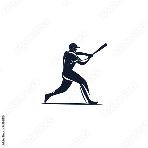 silhouette of baseball player logo illustration