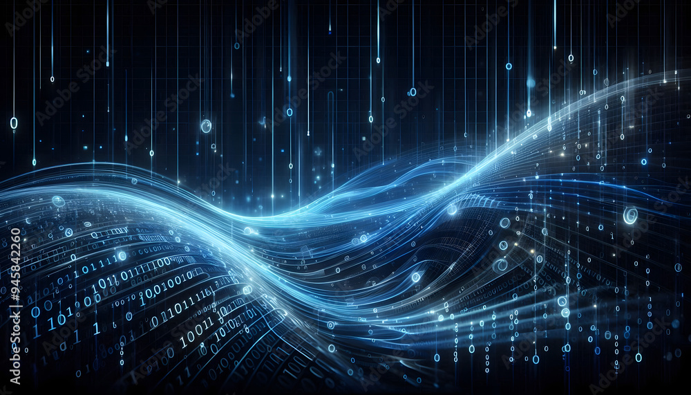 Dynamic Digital Code Flow: Abstract Cyberspace Background with Luminous Binary Streams Dynamic Digital Code Flow: Abstract Cyberspace Background with Luminous Binary Streams