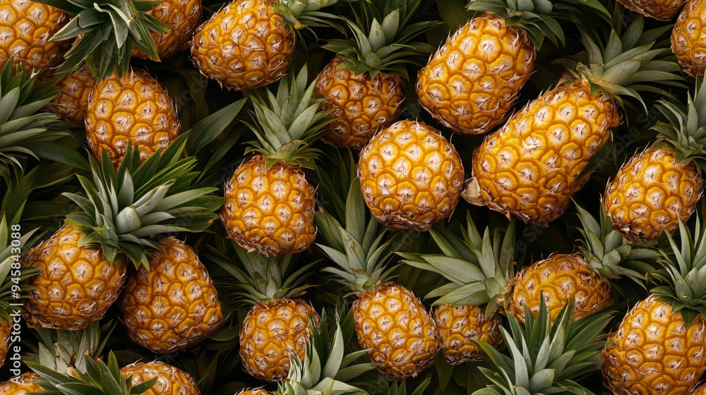 Fresh Pineapples seamless pattern. Tropical Fruit Background. Summer Food Concept. Organic Produce Wallpaper for Design Fresh Pineapples seamless pattern. Tropical Fruit Background. Summer Food Concept. Organic Produce Wallpaper for Design
