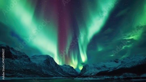 A time-lapse shot of the aurora lights streaking across the sky, creating a dynamic and colorful display.