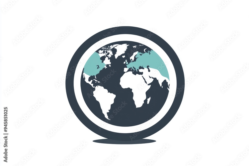 Simple Globe Icon with World Map Simple Globe Icon with World Map