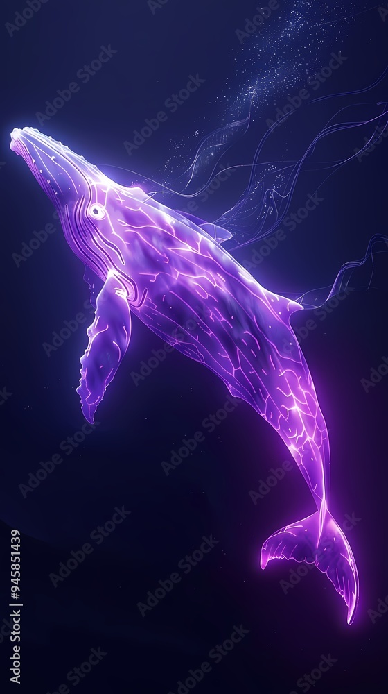 Neon whale sketch line illustration poster background Neon whale sketch line illustration poster background