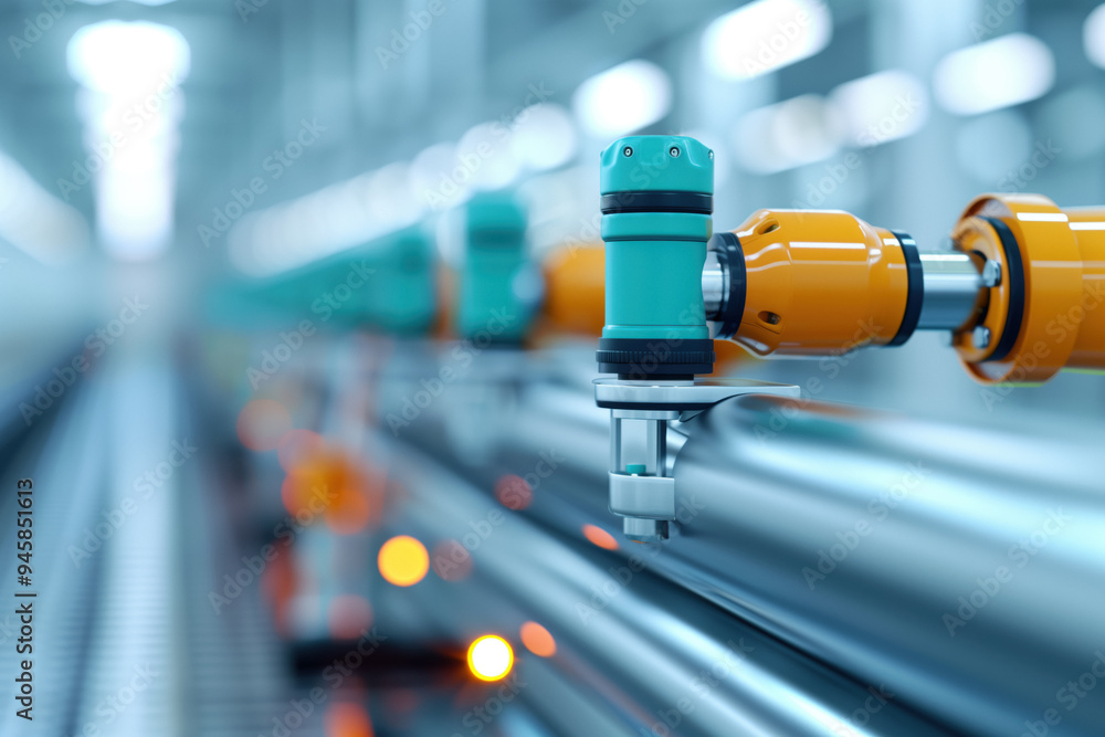 Close-up of automated machinery in a modern industrial setting, showcasing advanced technology and precision engineering. Close-up of automated machinery in a modern industrial setting, showcasing advanced technology and precision engineering.