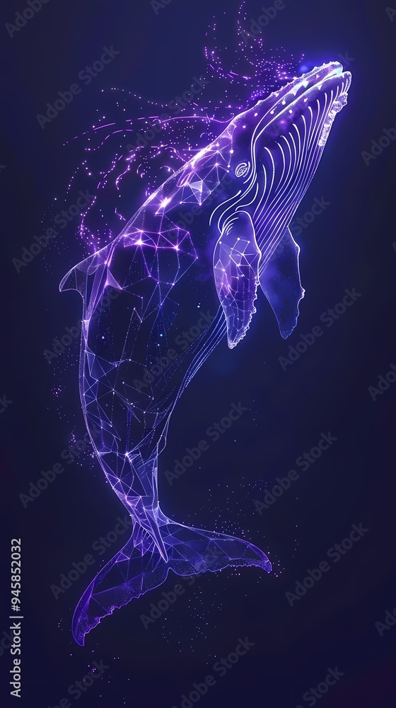 Neon whale sketch line illustration poster background Neon whale sketch line illustration poster background