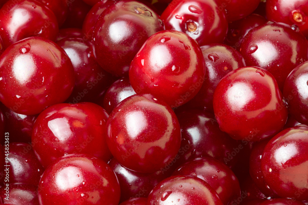 Red cherry berries, close-up. Berry background. Freshness. Red cherry berries, close-up. Berry background. Freshness.