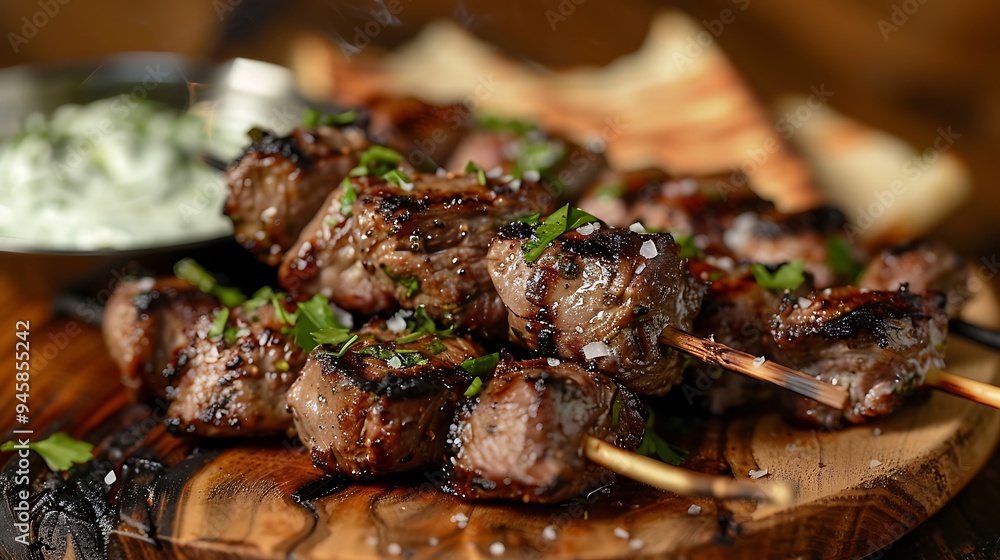 Grilled Lamb Souvlaki Skewers with Tzatziki Sauce Grilled Lamb Souvlaki Skewers with Tzatziki Sauce