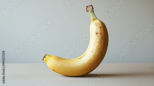 Minimalist style with a lone banana on a neutral background, offering a fresh look with room for text.