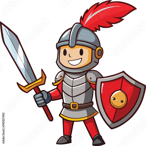 Hand drawn knight cartoon illustration