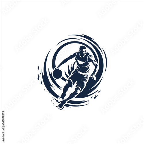 Basketball tournament logo. Silhouette of basketball player