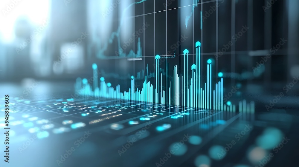 Financial market data and trading concepts with blue graphs and abstract designs. Financial market data and trading concepts with blue graphs and abstract designs.