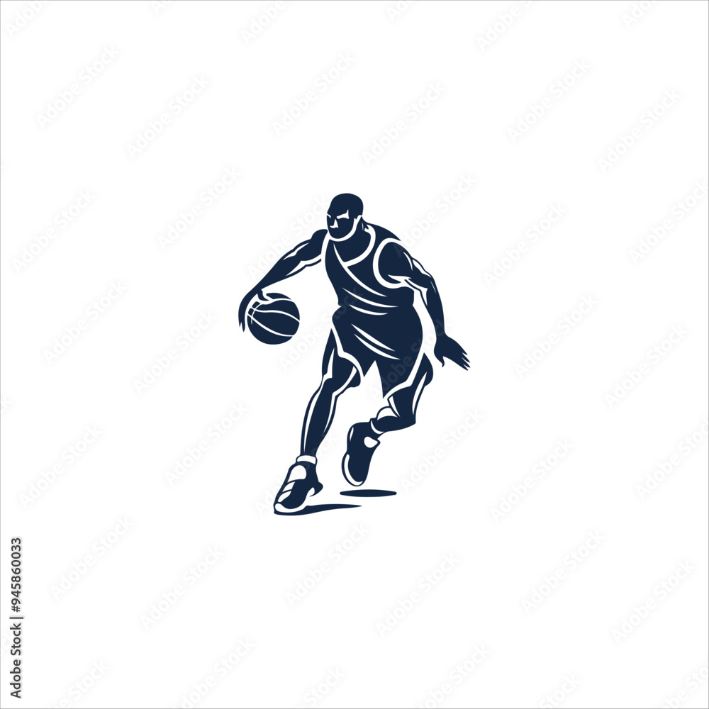 Basketball tournament logo. Silhouette of basketball player Basketball tournament logo. Silhouette of basketball player