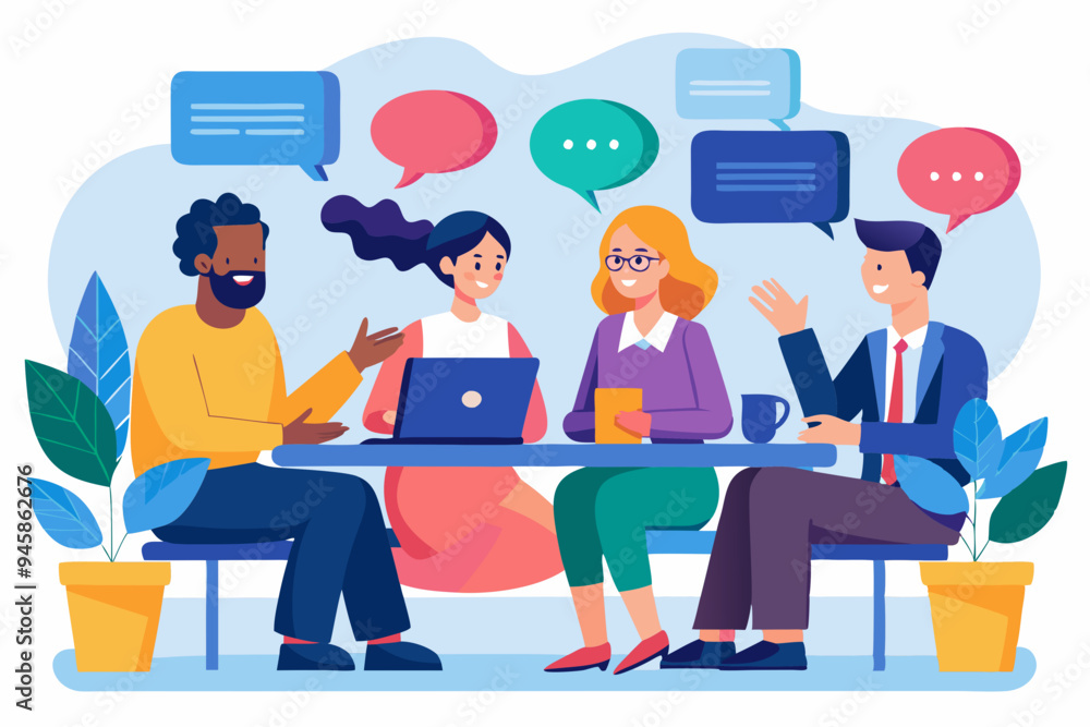 Conversation or business discussion, meeting, talk or chat together, group talk or communication dialog, message or speaking concept, business people coworker having conversation on speech bubble.
Conversation or business discussion, meeting, talk or chat together, group talk or communication dialog, message or speaking concept, business people coworker having conversation on speech bubble.