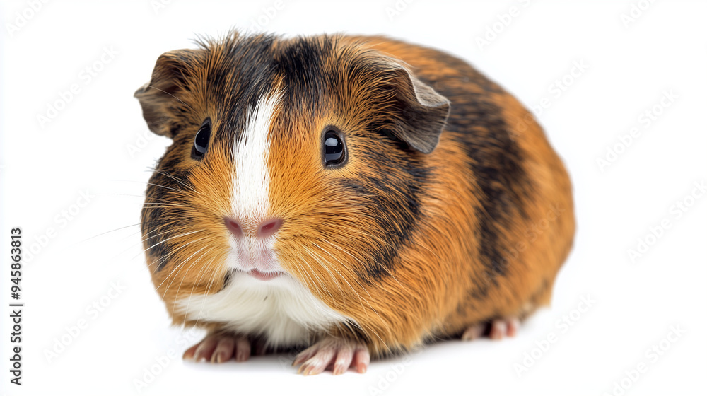 Curious guinea pig on white background, cute guinea pig portrait. Curious guinea pig on white background, cute guinea pig portrait.