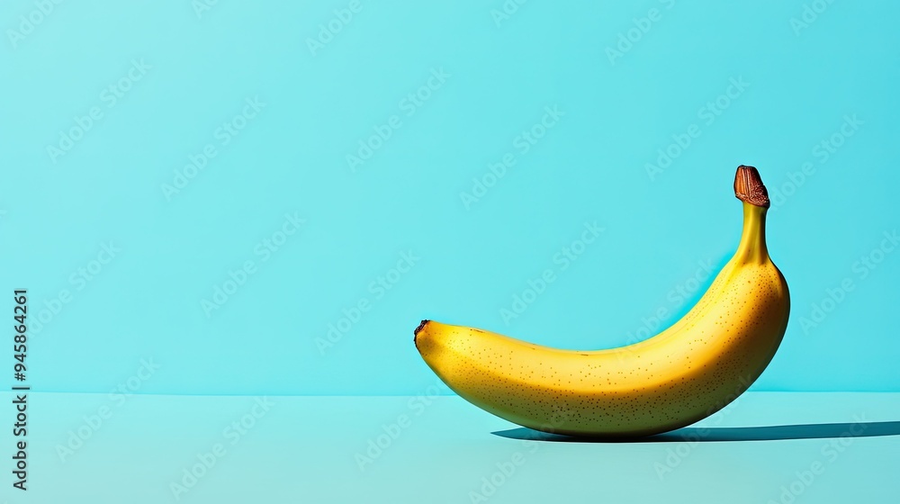 Single banana on a simple, uncluttered background, perfect for modern designs with copy space. Single banana on a simple, uncluttered background, perfect for modern designs with copy space.