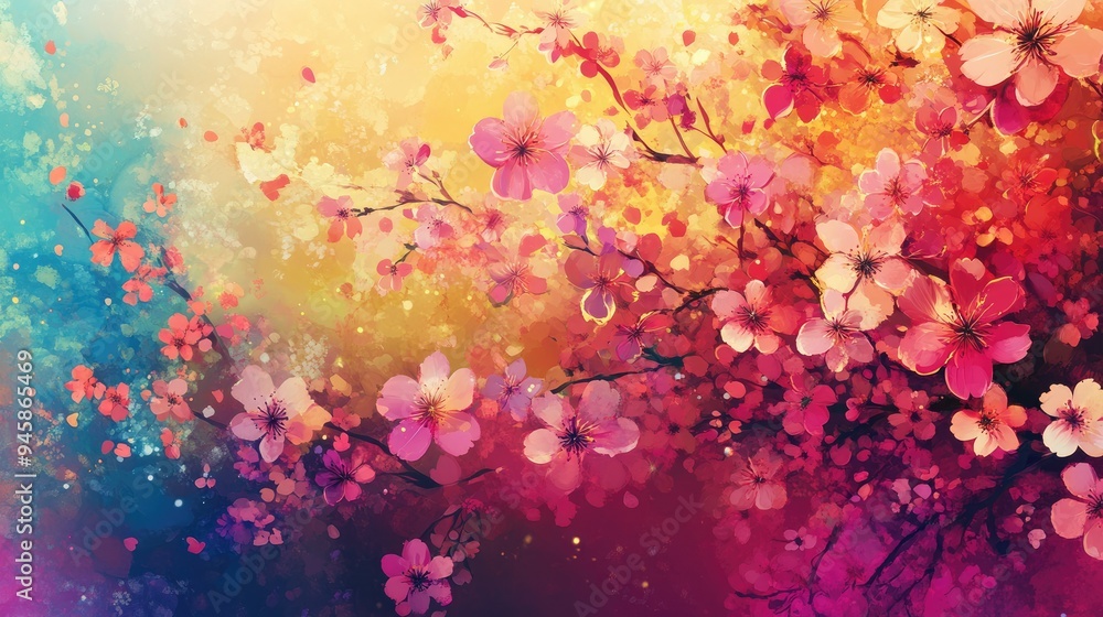 Springtime blossoms bursting with color, creating a fresh and vibrant background. - Springtime blossoms bursting with color, creating a fresh and vibrant background. -