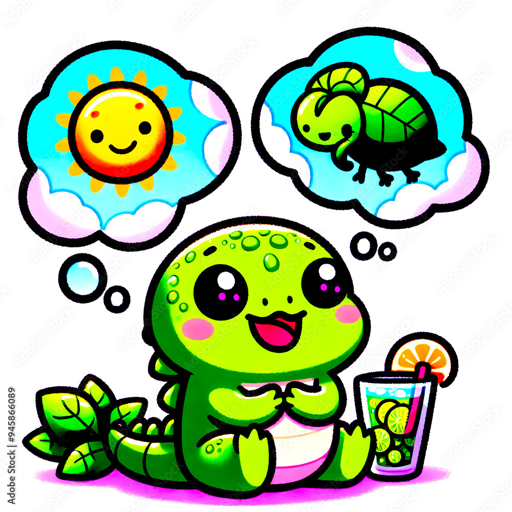 Obraz premium lizard dreams cartoon 