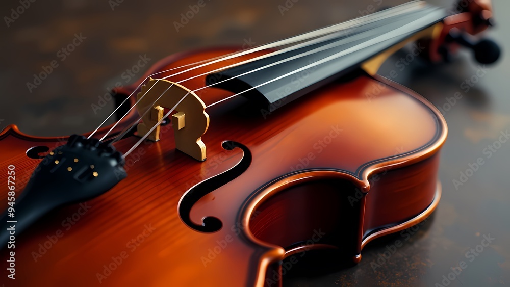 Polished Violin in Rich Dark Wood with Fine Curves and Glossy Finish Isolated Instrument Polished Violin in Rich Dark Wood with Fine Curves and Glossy Finish Isolated Instrument