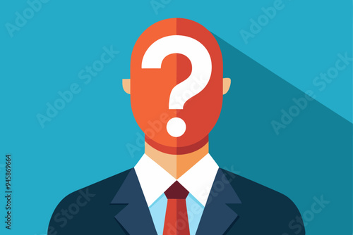 Anonymous businessman person, candidate or mention employee, who is this man, uncertainty, important person or unknown concept, anonymous businessman with question mark head unknown person.
