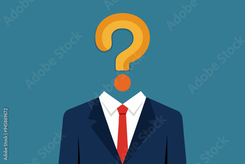 Anonymous businessman person, candidate or mention employee, who is this man, uncertainty, important person or unknown concept, anonymous businessman with question mark head unknown person.
