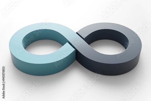 Infinity Symbol - 3D Render, Blue and Gray, Concept for Endless Loop, Cycle, Eternity