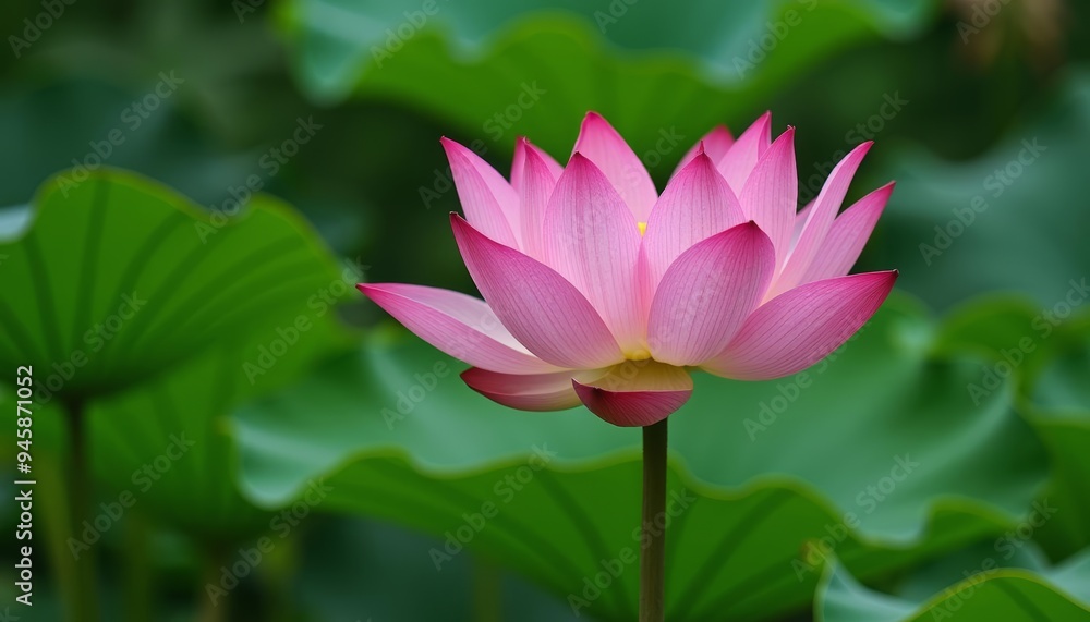 Elegance in bloom A single pink lotus flower in full bloom Elegance in bloom A single pink lotus flower in full bloom