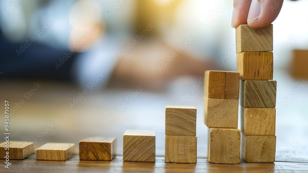 Business Development Concept with Wooden Blocks Stairway Business Development Concept with Wooden Blocks Stairway