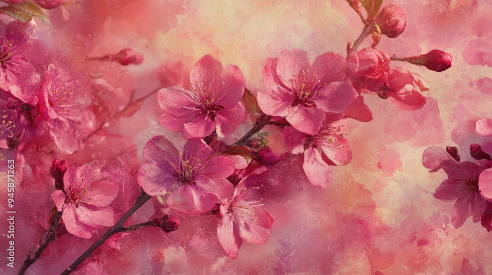 Vibrant blossoms in full bloom, capturing the essence of spring in a lively wallpaper. Vibrant blossoms in full bloom, capturing the essence of spring in a lively wallpaper.