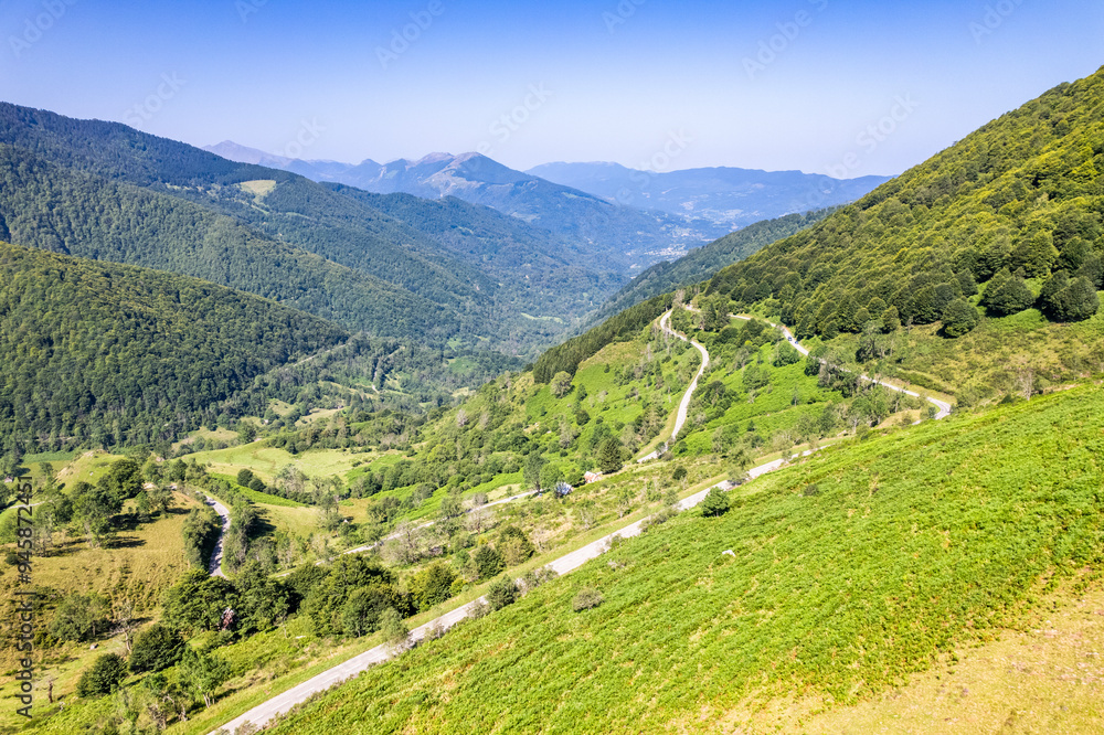 Winding Road Through Pyrenees Mountains Winding Road Through Pyrenees Mountains