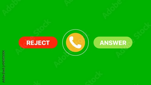 Incoming call. Telephone video elements in green screen background