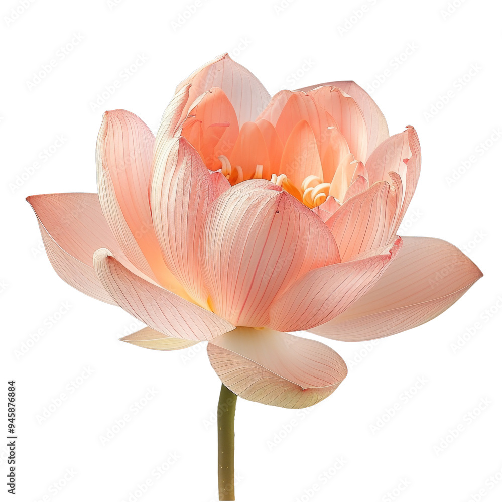 A orange lotus flower on a transparent background