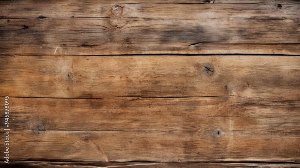 Naklejka premium Aged, weathered wood with visible grain patterns and rustic charm, perfect for a textured background Close-up