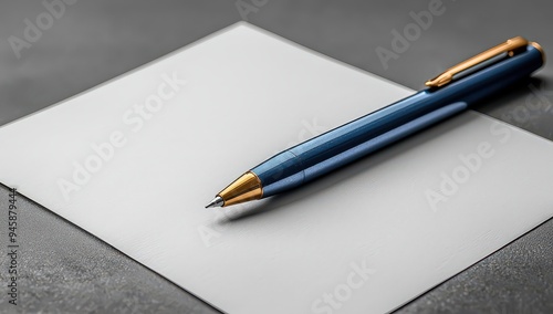 A white sheet of paper with a blue pen