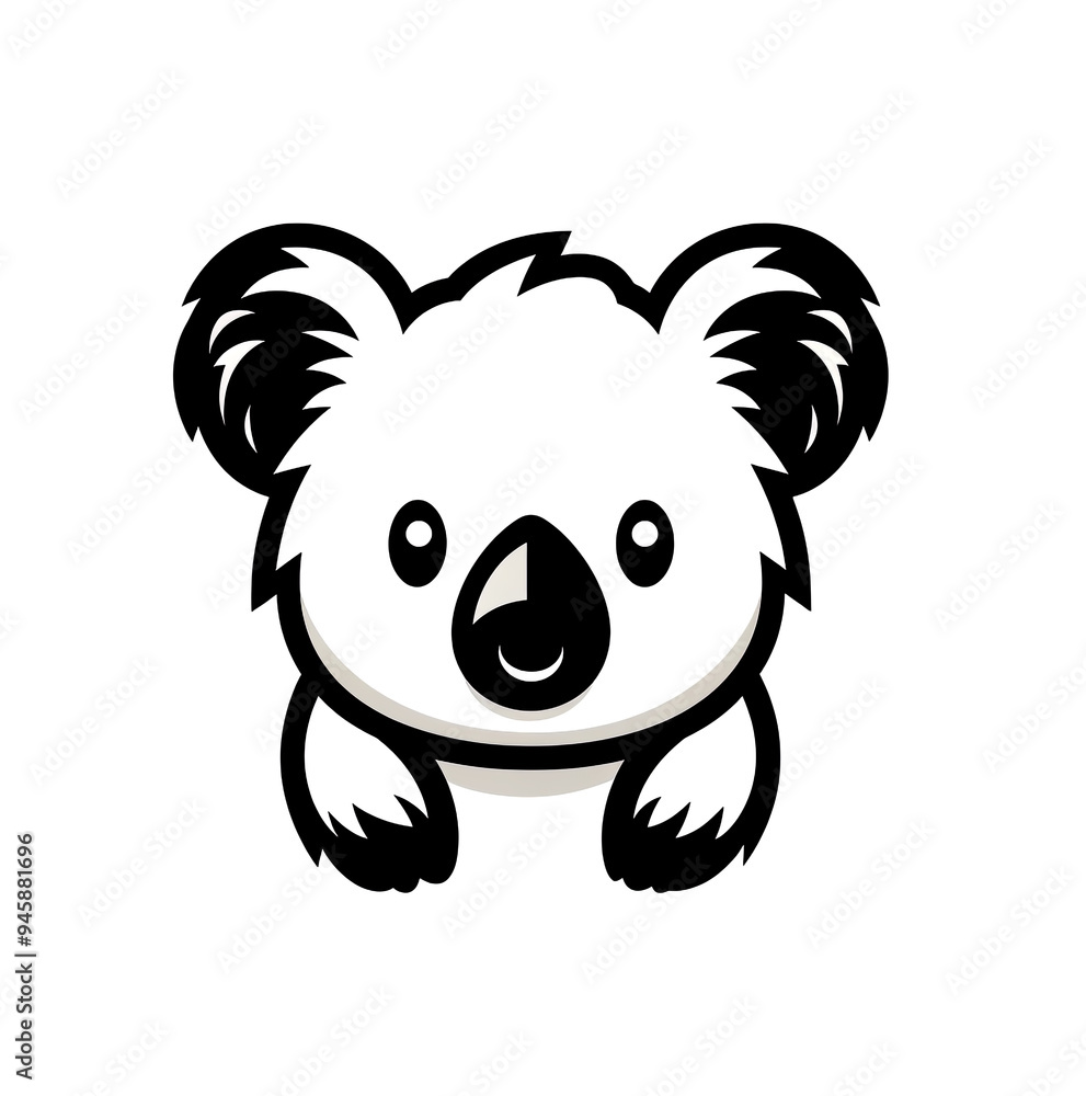 Fototapeta premium Cute black and white koala bear cartoon for logo and design.