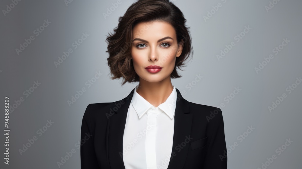 Business woman with glasses and dressed in a smart suit, 