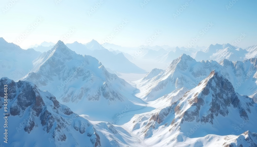 Obraz premium Majestic mountain peaks under a clear sky