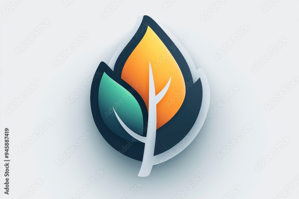 Abstract Leaf Icon - Minimalistic Nature Design Abstract Leaf Icon - Minimalistic Nature Design