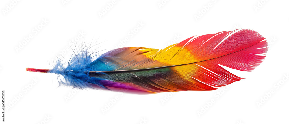 Rainbow Colorful bird feather laying down Rainbow Colorful bird feather laying down