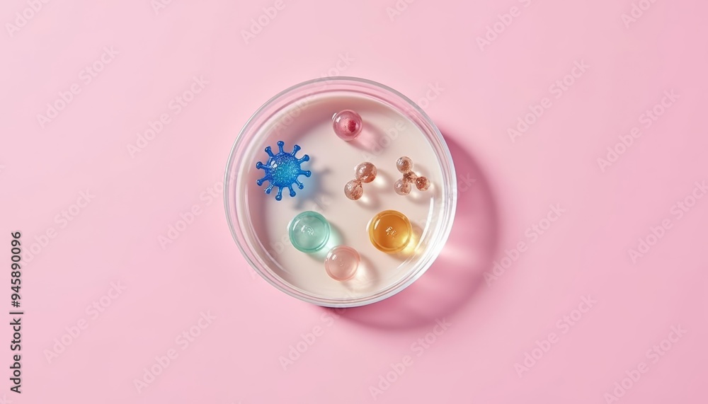 Colorful beauty essentials in a clear jar Colorful beauty essentials in a clear jar